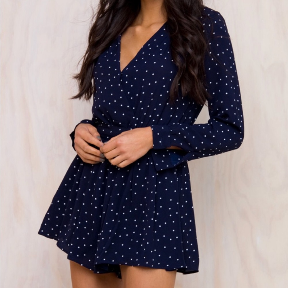 Navy Polka Dot Romper NWOT